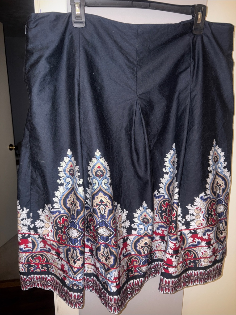 Charter Club Navy A-Line Skirt with Red, Cream and Blue Border